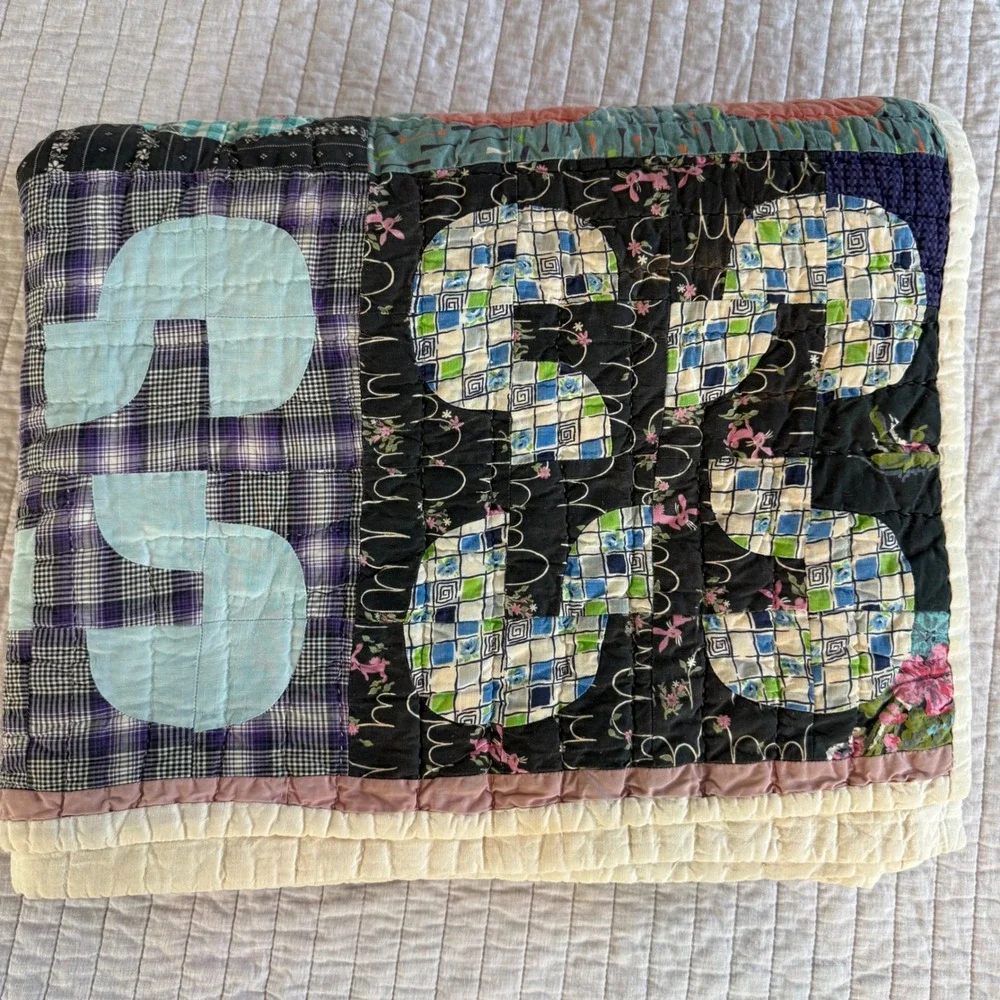 Vintage 1940s Robbing Peter to Pay Paul Quilt Hand Quilted Feedsack Patchwork